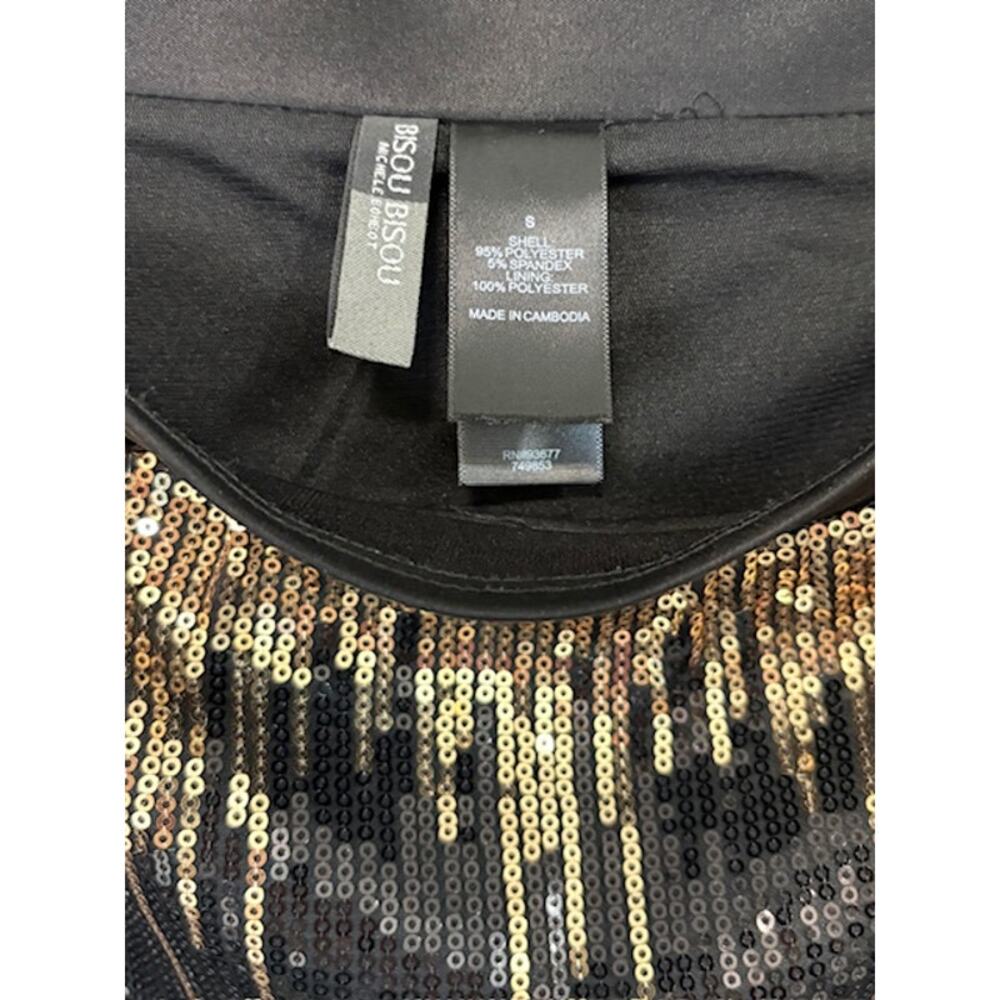 Bisou Bisou Sequin Mini Skirt Womens Sz S Black Gold Silver Ombre Stretchy Party - Picture 7 of 11